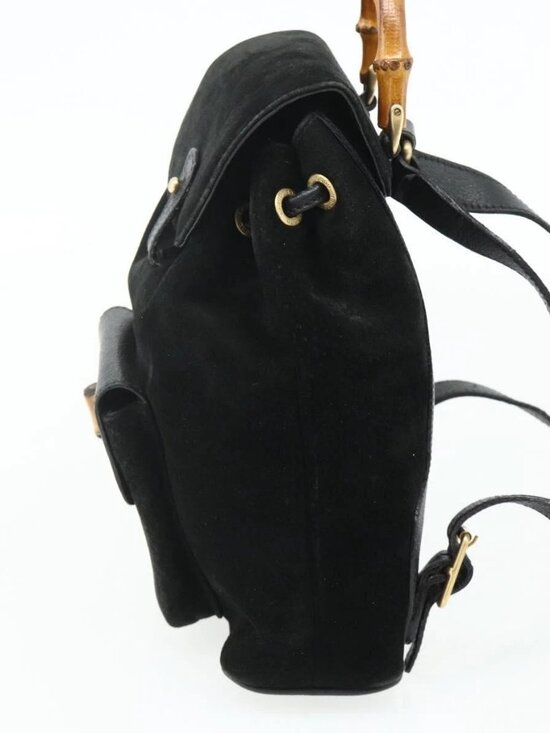GUCCI Bamboo Backpack Suede Black Gold 003 2034 0030 Auth 177116 main image 16